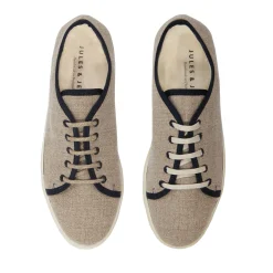 Fashion Baskets en lin beige bleu Femme Dressing Recyclé|Baskets