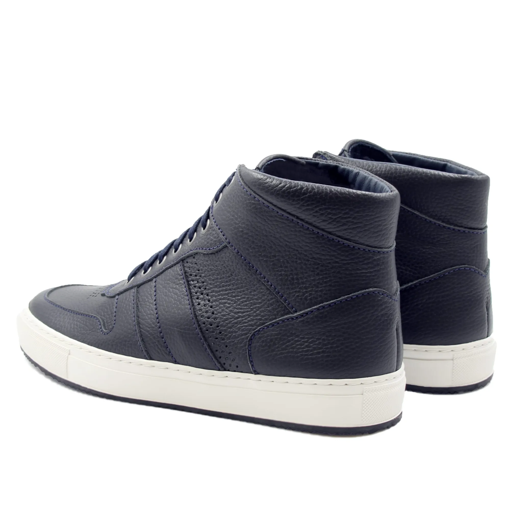 Online Baskets Gaspard cuir grainé bleu Homme Baskets