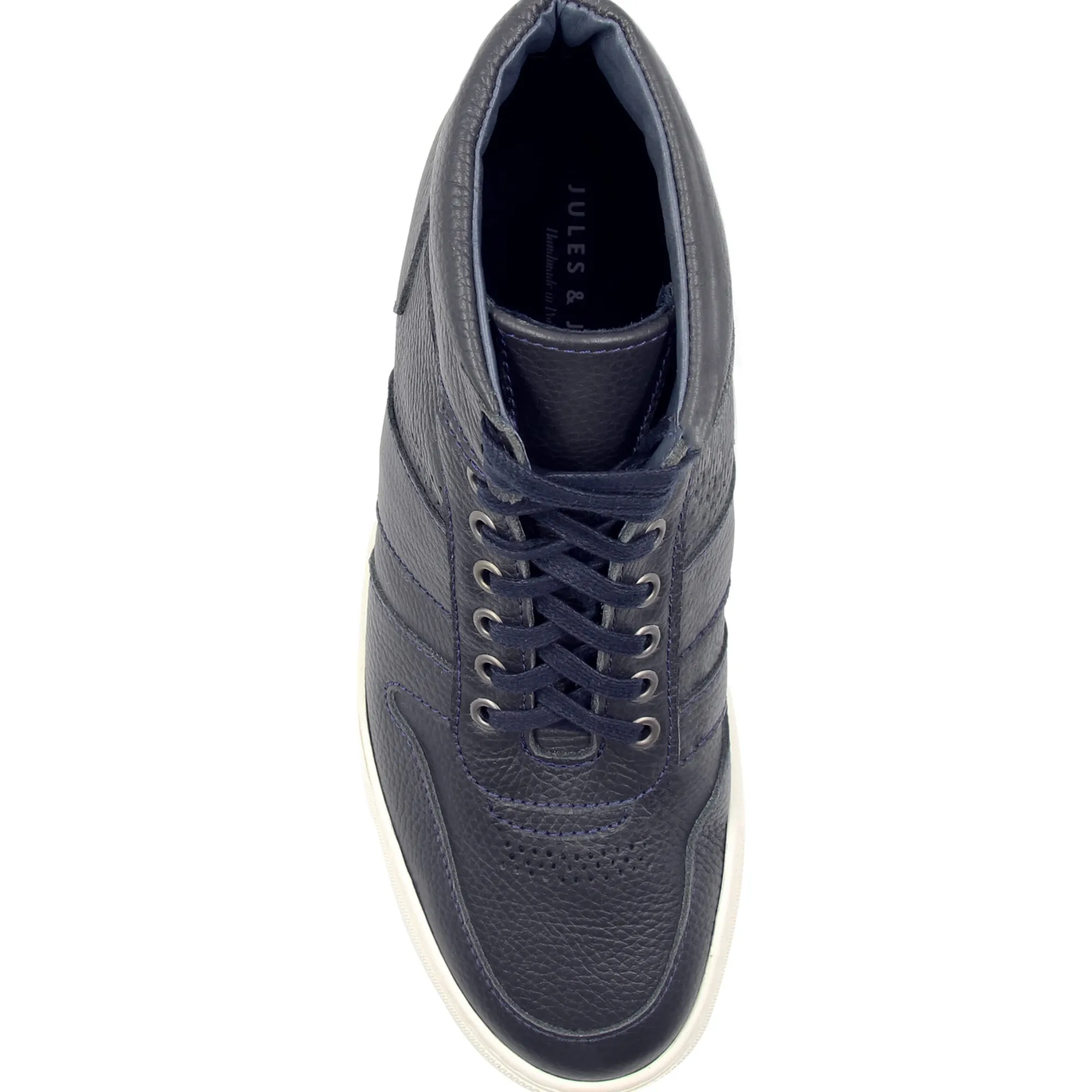 Online Baskets Gaspard cuir grainé bleu Homme Baskets