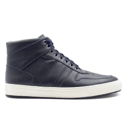 Online Baskets Gaspard cuir grainé bleu Homme Baskets