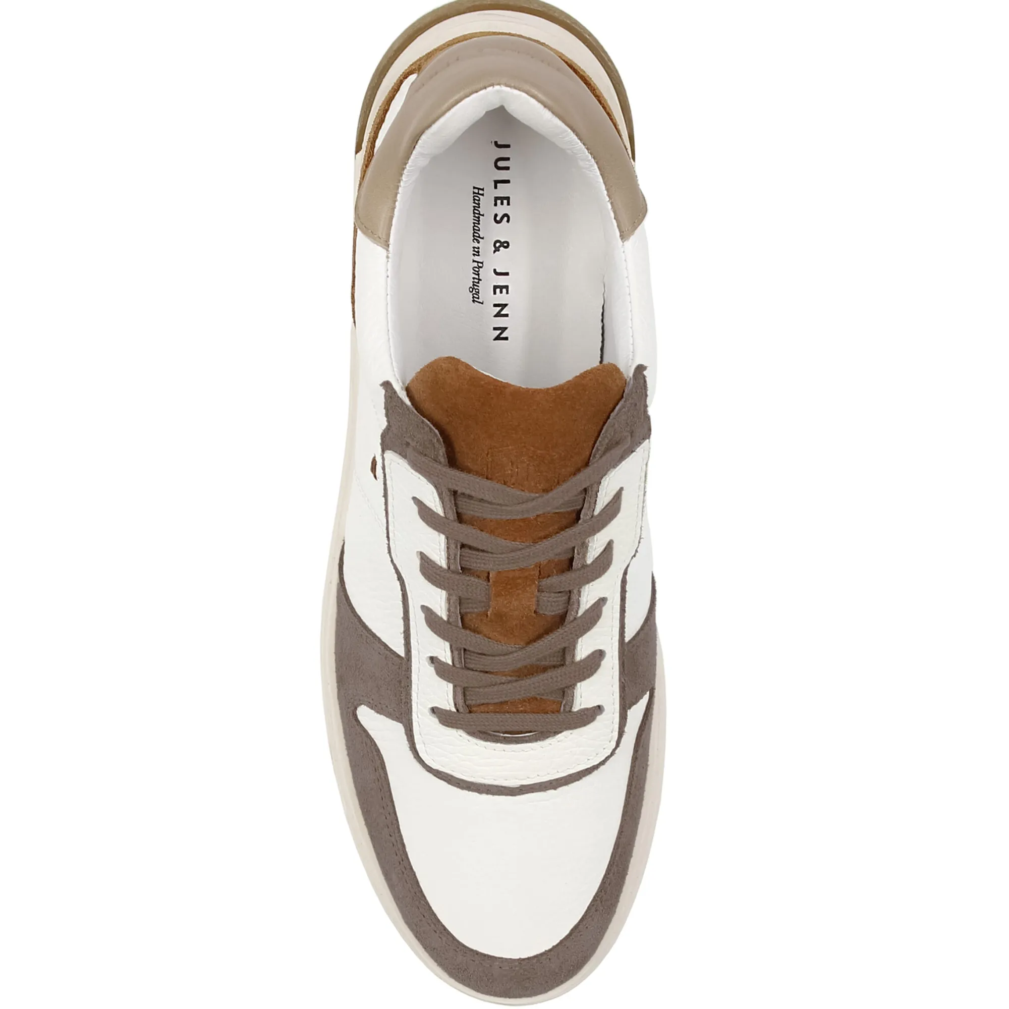 Best Sale Baskets Léo cuir blanc camel Homme Baskets