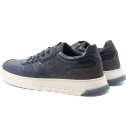 Hot Baskets Léo cuir bleu Homme Baskets
