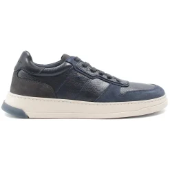 Hot Baskets Léo cuir bleu Homme Baskets
