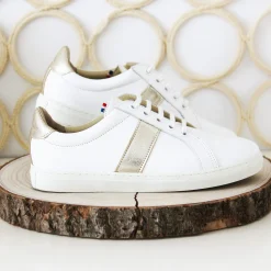Discount Baskets Made in France cuir doré Femme Baskets