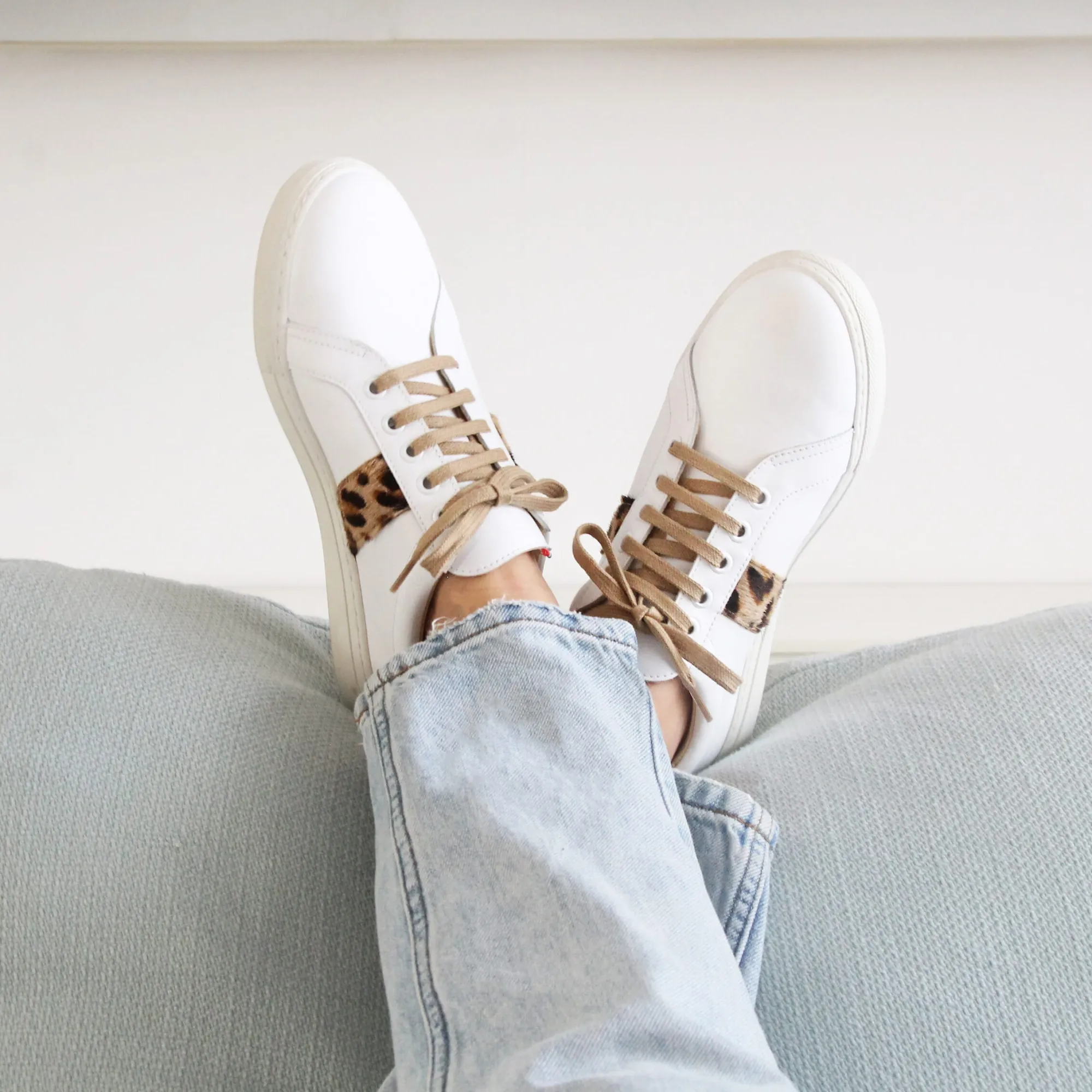 Discount Baskets Made in France cuir léopard Femme Baskets