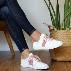 Best Sale Baskets Made in France cuir rose Femme Baskets
