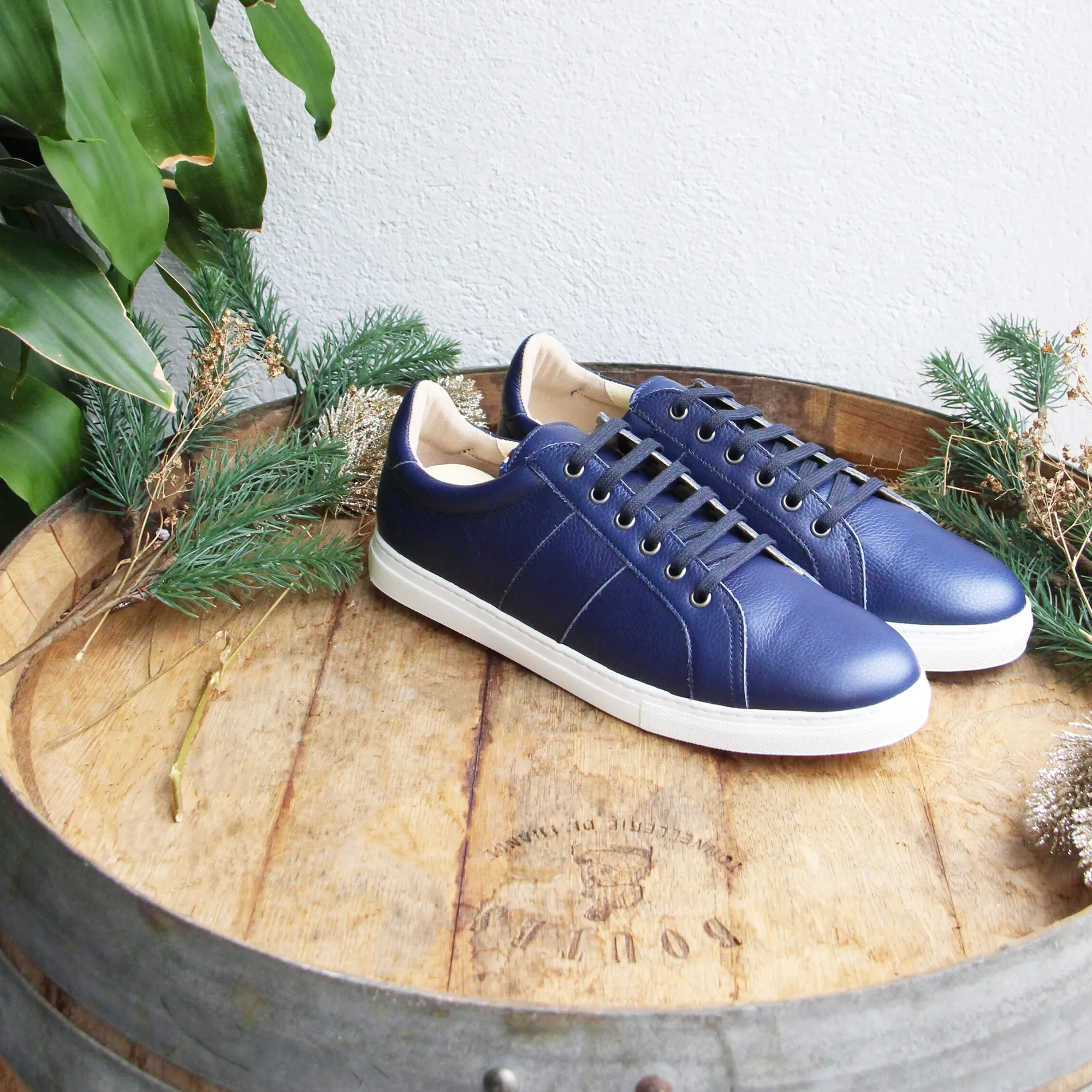 Outlet Baskets Made in France grainé bleu Femme Baskets|Baskets