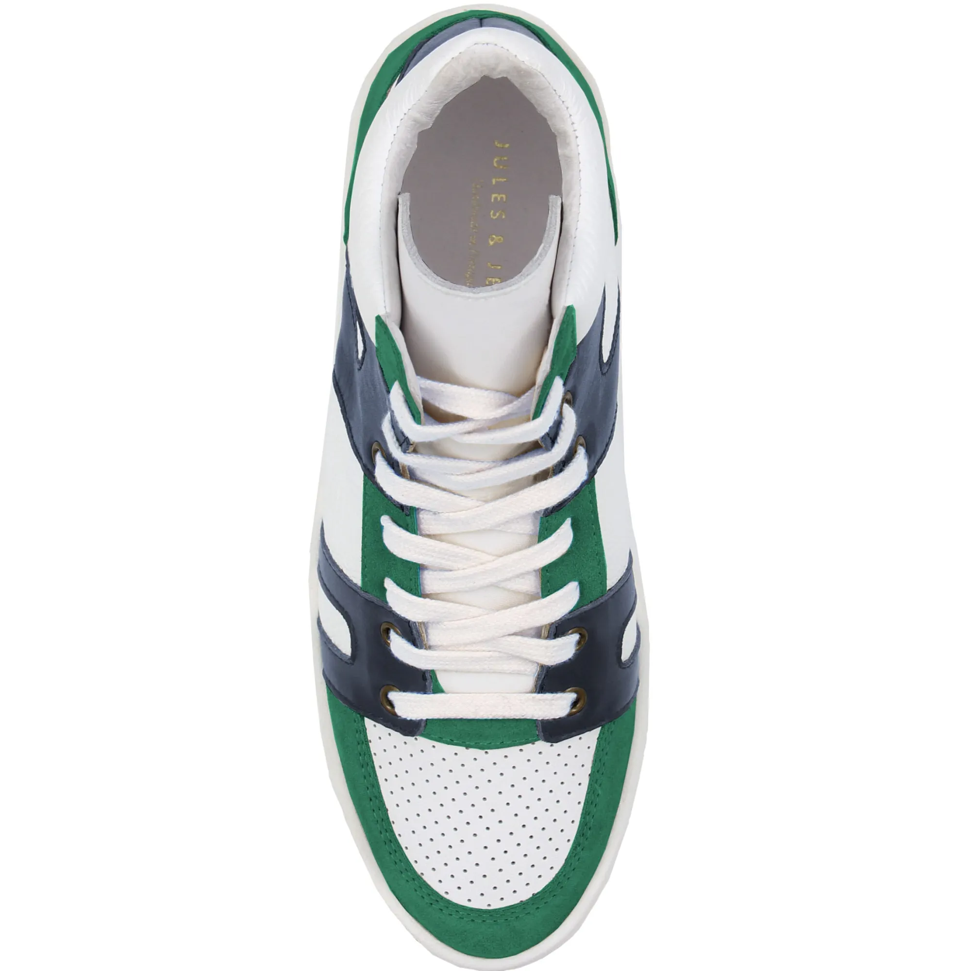 Cheap Baskets montantes cuir blanc bleu Femme Baskets