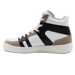 Flash Sale Baskets montantes cuir blanc noir Femme Baskets