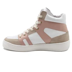 Best Sale Baskets montantes cuir blanc rose Femme Baskets