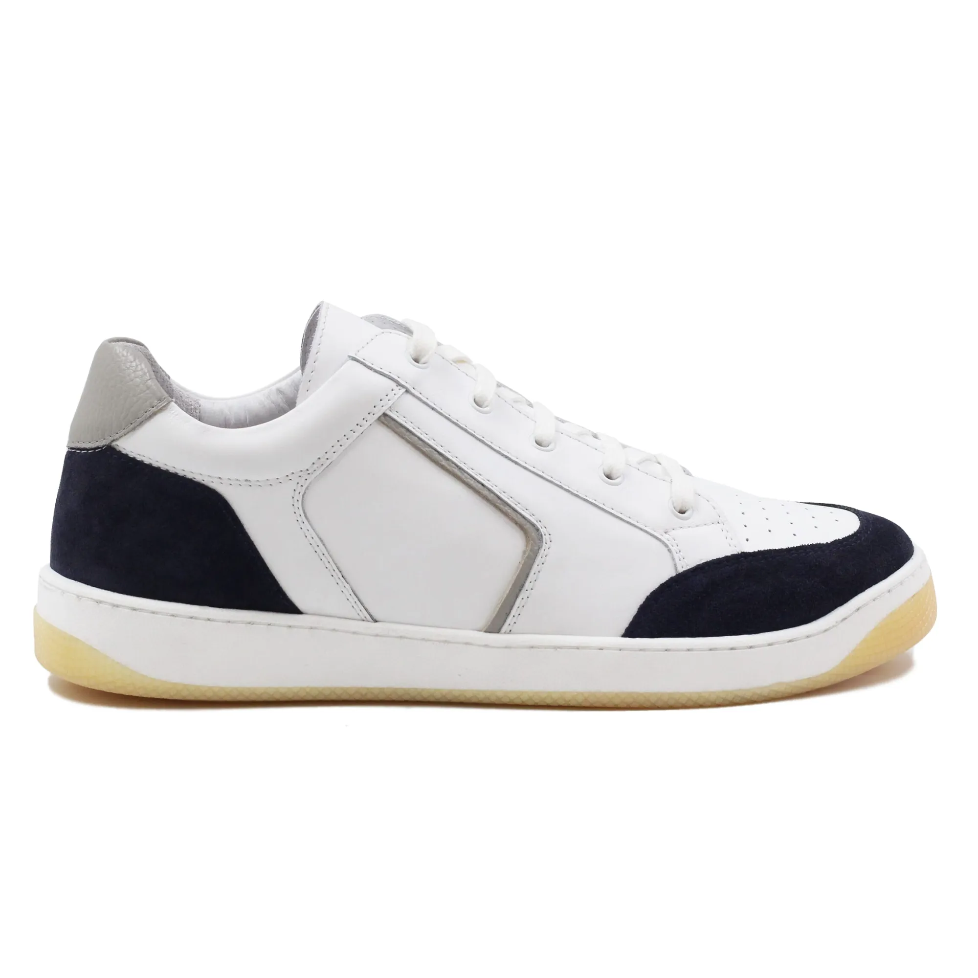 Discount Baskets rétro homme cuir blanc bleu Homme Baskets