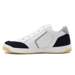 Discount Baskets rétro homme cuir blanc bleu Homme Baskets