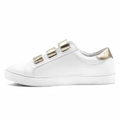 Clearance Baskets scratch cuir blanc doré Femme Baskets