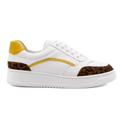 Fashion Baskets vintage cuir blanc léopard Femme Baskets