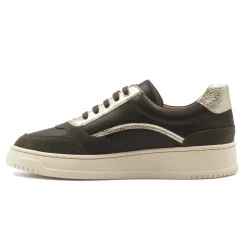 Cheap Baskets vintage cuir kaki doré Femme Baskets