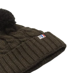 Store Bonnet pompon laine kaki noir Femme Bonnets|Bonnets