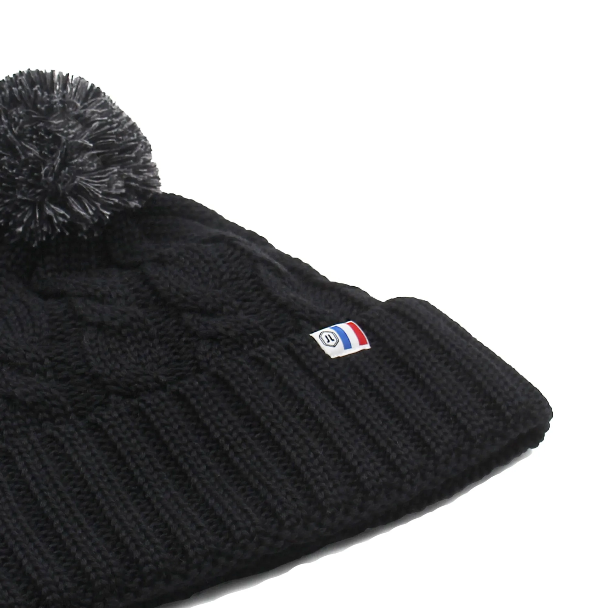 Shop Bonnet pompon laine noir gris Femme Bonnets|Bonnets