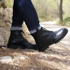 Hot Boots à lacet crantées cuir Homme Boots