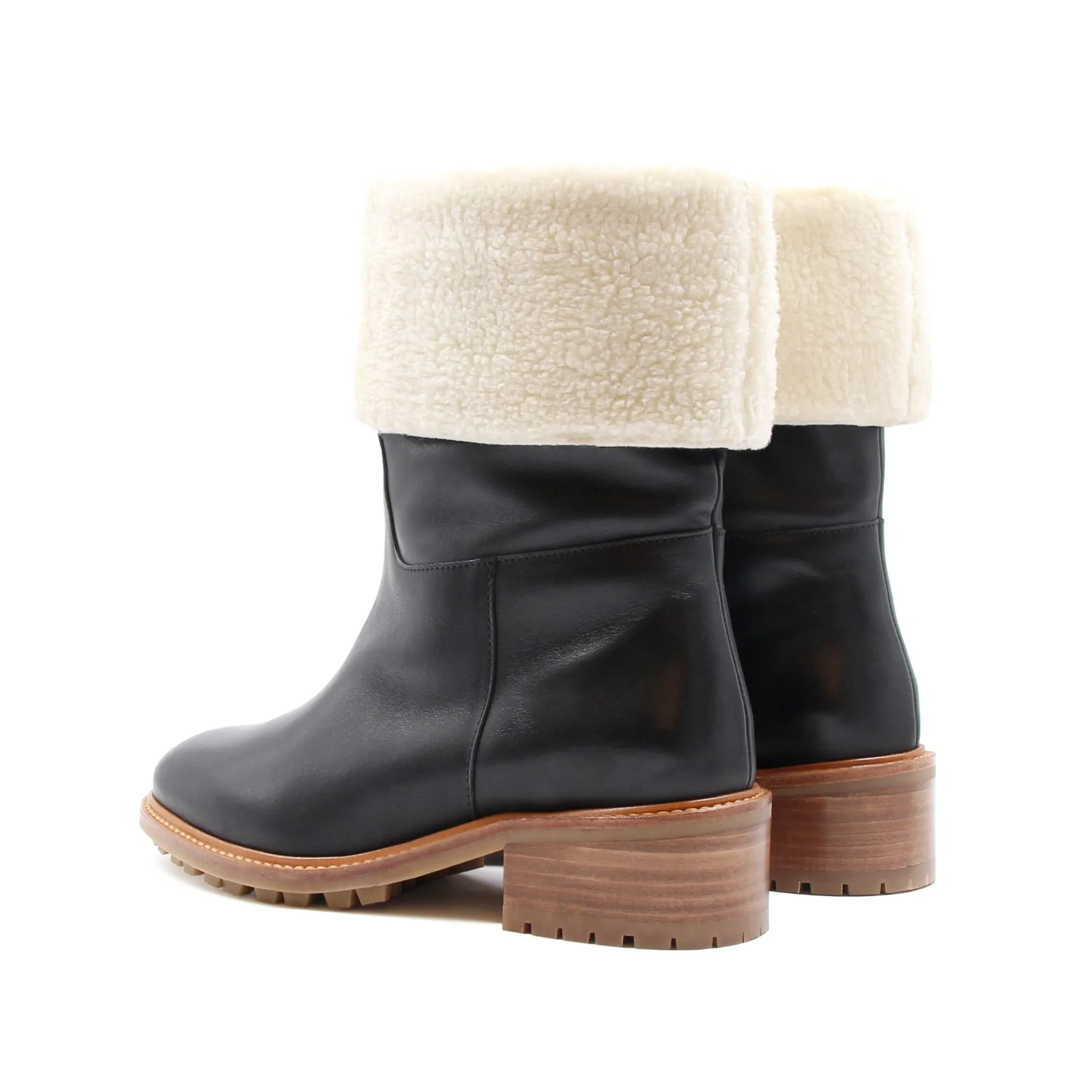 Shop Bottes fourrées cuir Femme Bottines & Bottes