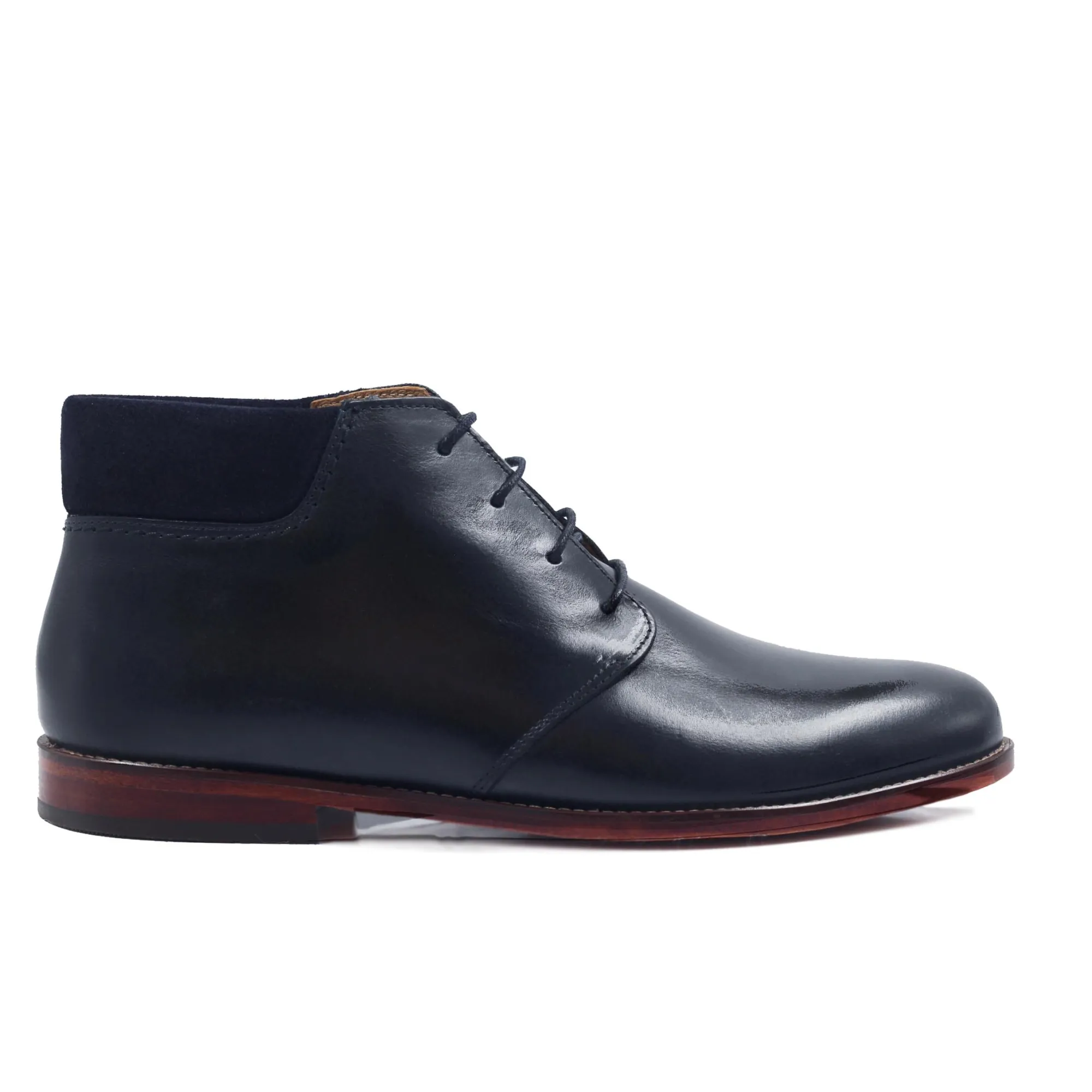Shop Bottillons courts cuir bleu Homme Fins De Série Solidaires
