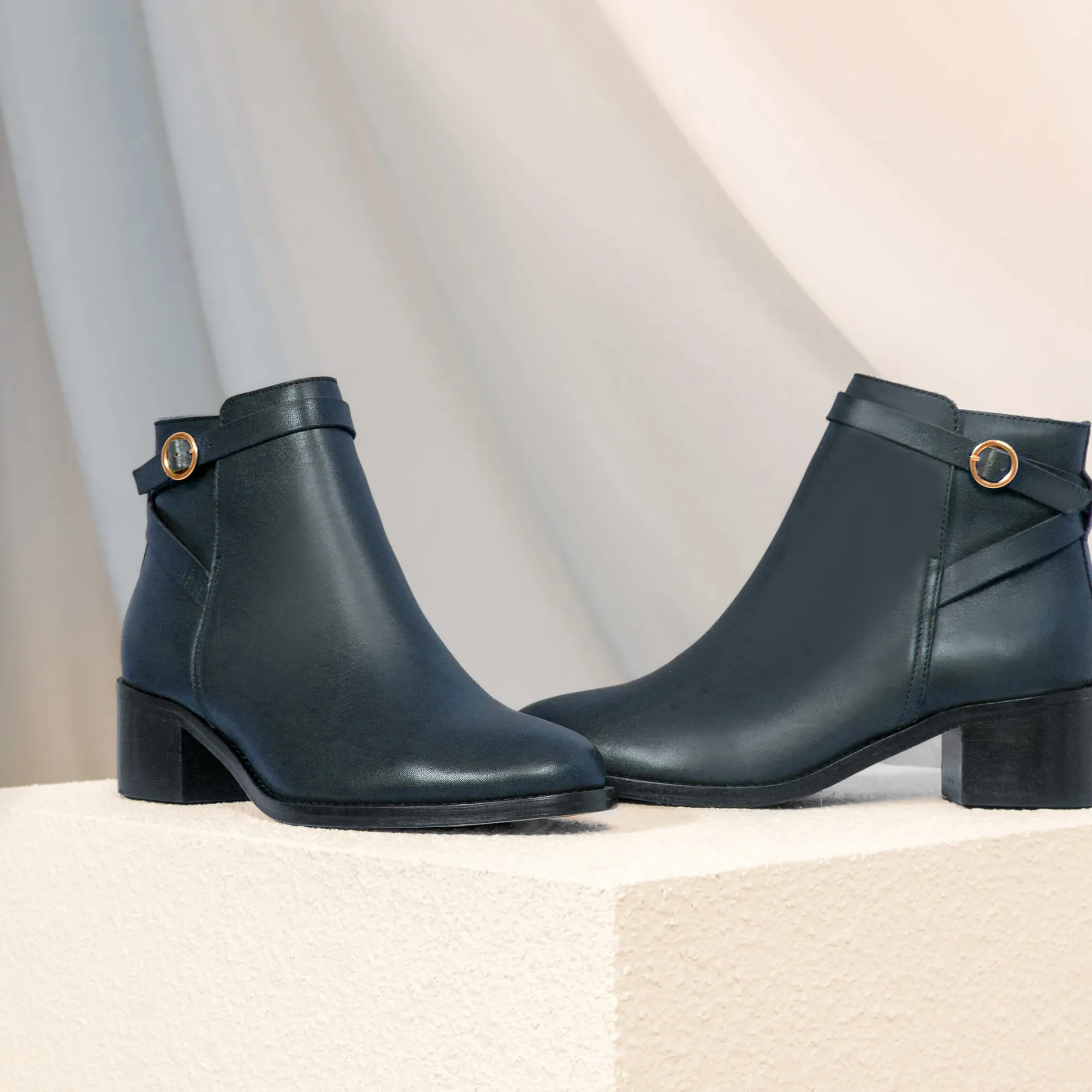 Fashion Bottines cavalières cuir bleu Femme Bottines & Bottes