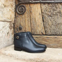 New Bottines cavalières plates cuir bleu Femme Bottines & Bottes