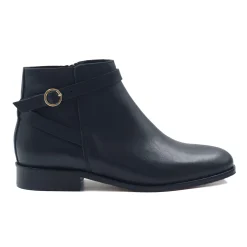 New Bottines cavalières plates cuir bleu Femme Bottines & Bottes