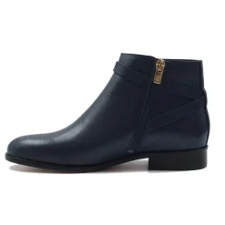 New Bottines cavalières plates cuir bleu Femme Bottines & Bottes