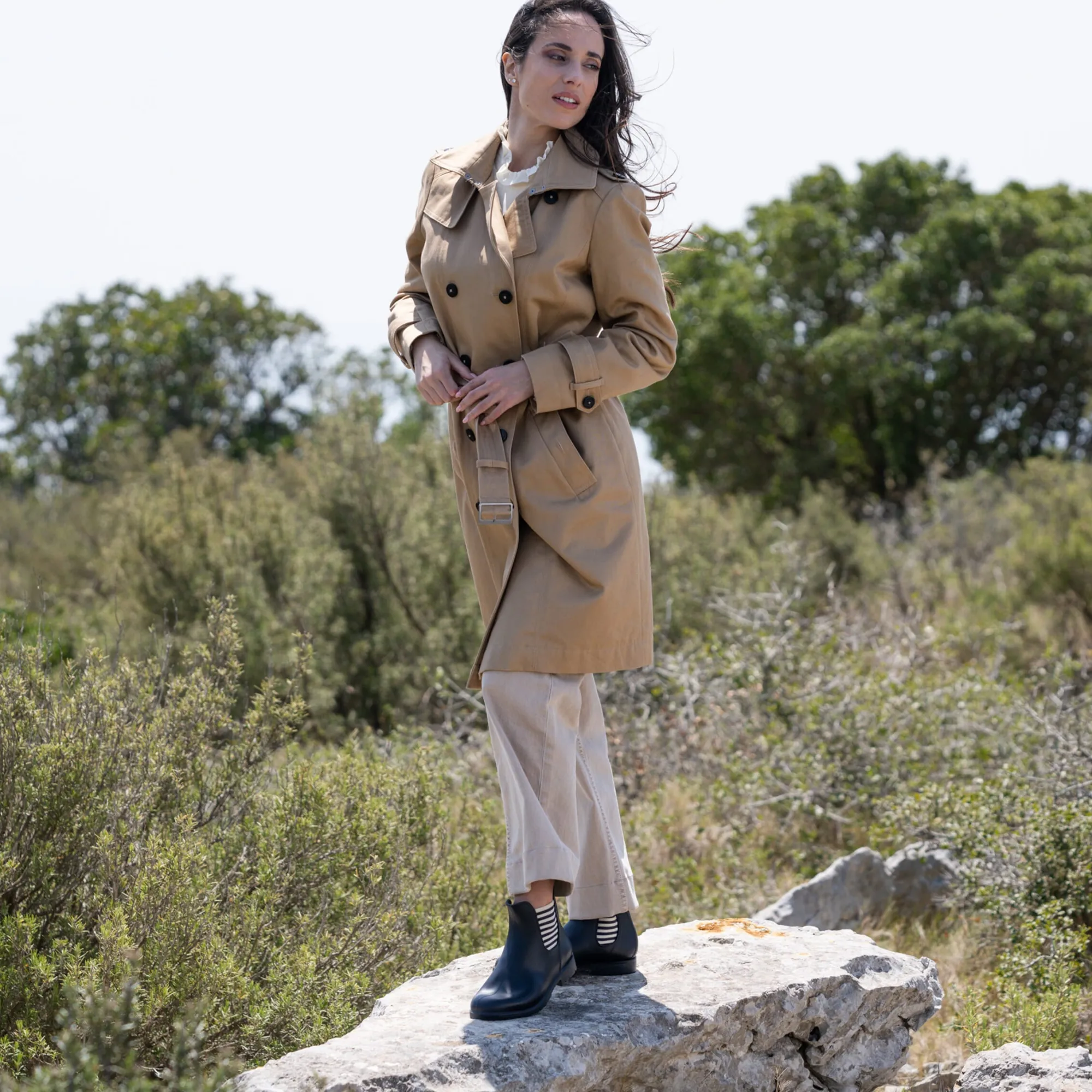 Store Bottines de pluie bleu blanc Femme Bottines & Bottes