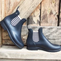 Store Bottines de pluie bleu blanc Femme Bottines & Bottes