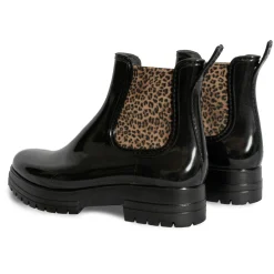 Best Sale Bottines de pluie crantées noir léopard Femme Bottines & Bottes