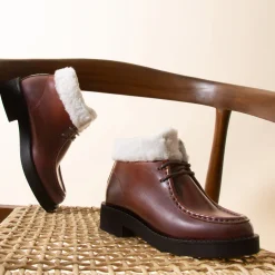 Cheap Bottines fourrées basses cuir Femme Bottines & Bottes
