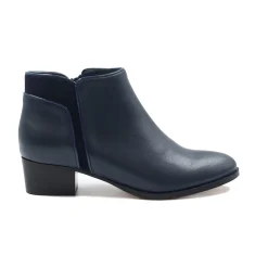 Store Bottines moyen talon cuir bleu Femme Bottines & Bottes