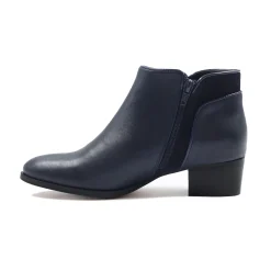 Store Bottines moyen talon cuir bleu Femme Bottines & Bottes