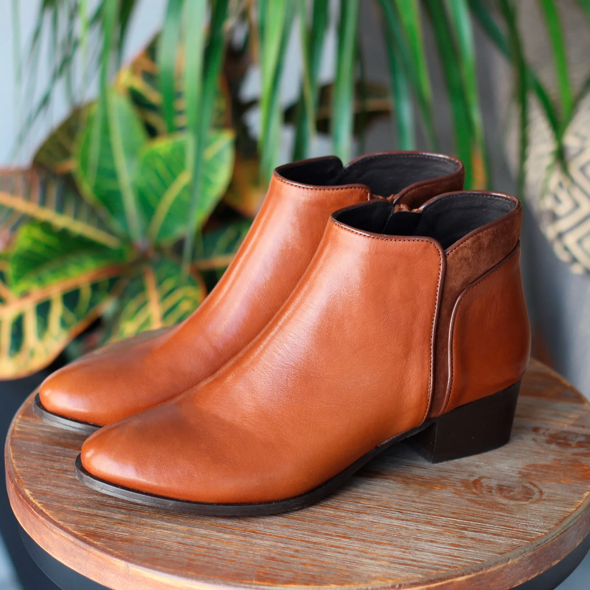 Hot Bottines moyen talon cuir Femme Bottines & Bottes