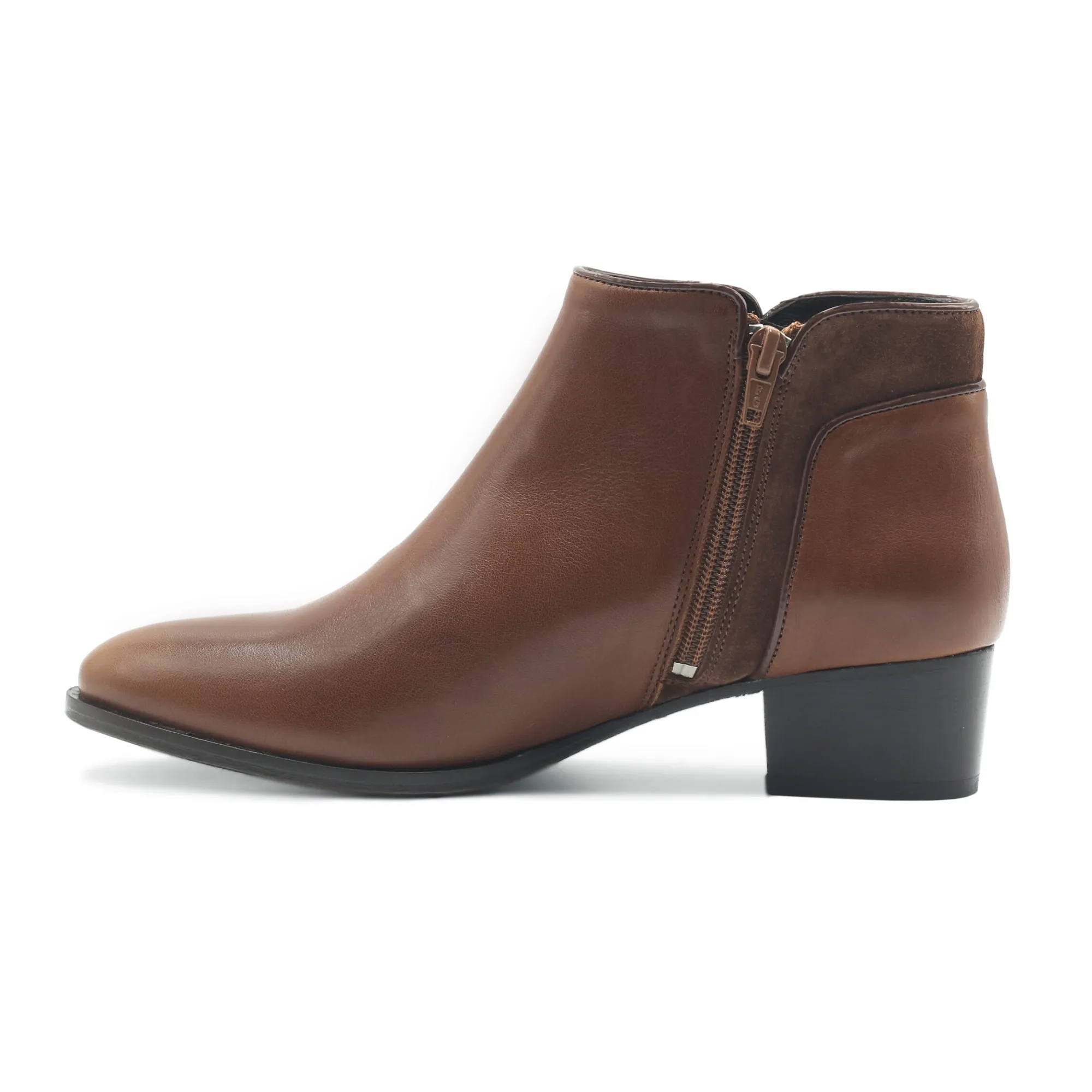 Hot Bottines moyen talon cuir Femme Bottines & Bottes