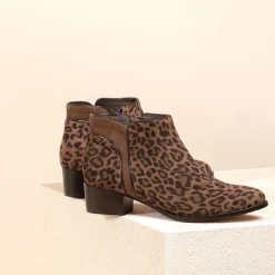 Flash Sale Bottines moyen talon cuir daim Femme Bottines & Bottes
