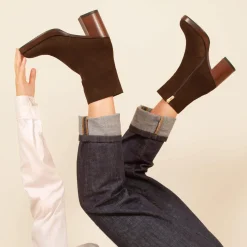 Discount Bottines plateforme cuir daim Femme Bottines & Bottes