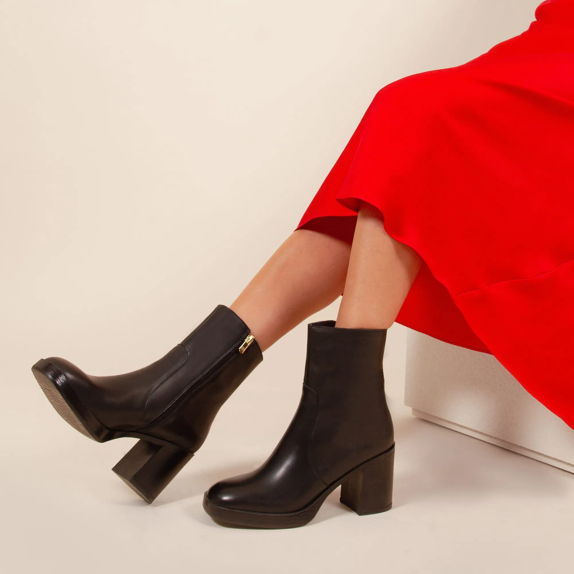 Discount Bottines plateforme cuir Femme Bottines & Bottes