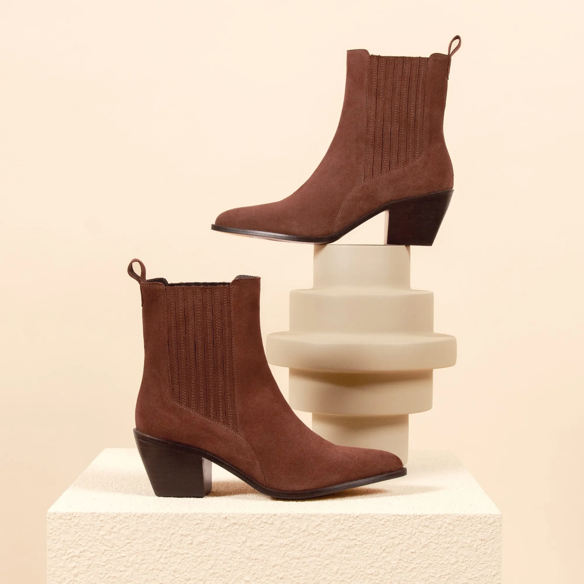 Cheap Bottines santiag cuir daim Femme Bottines & Bottes