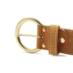 Outlet Ceinture bohème cuir daim camel Femme Ceintures