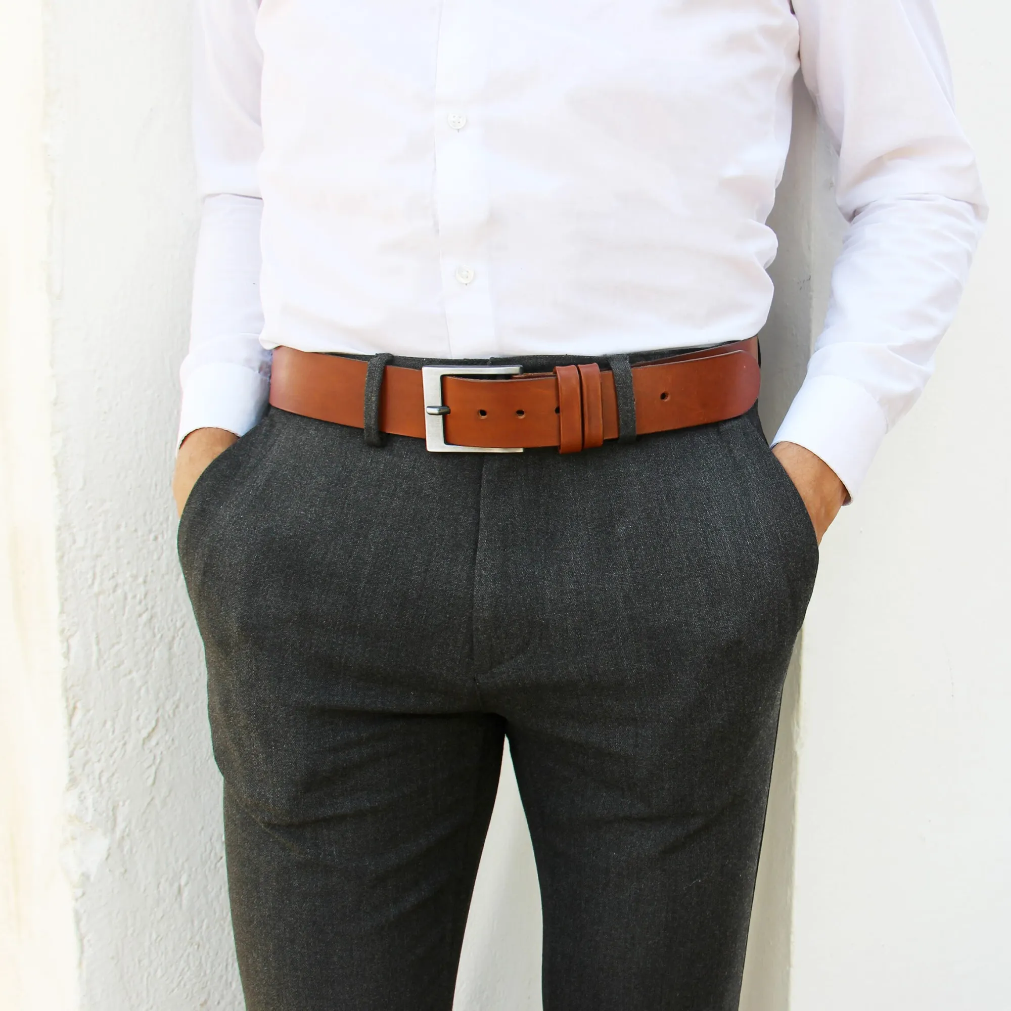 Outlet Ceinture casual cuir marron Homme Ceintures