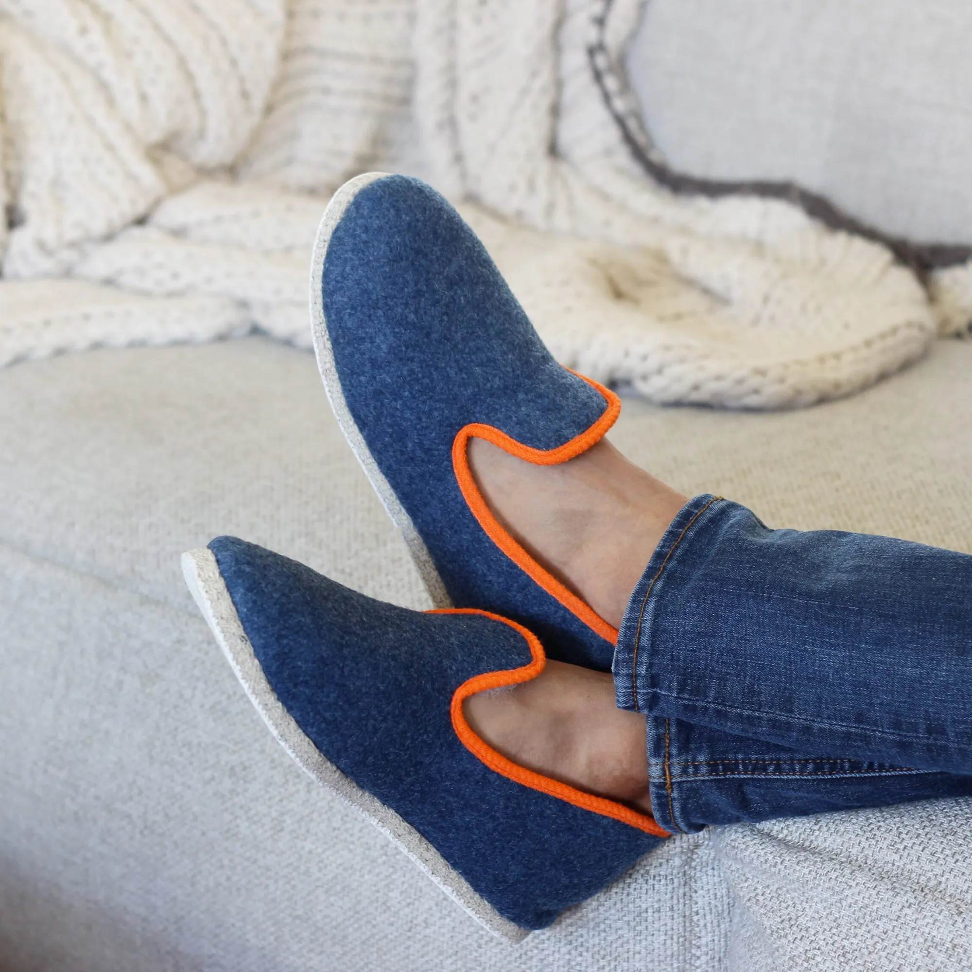 Online Charentaises tradition bleu denim Femme Charentaises|Charentaises