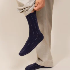Best Chaussettes mini pois coton bleu gris Homme Chaussettes