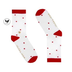 Fashion Chaussettes à pois coton blanc rouge Femme Chaussettes