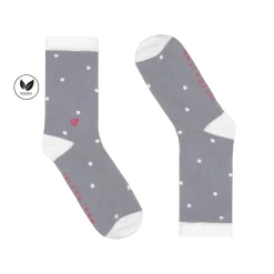 Fashion Chaussettes à pois coton gris blanc Femme Chaussettes