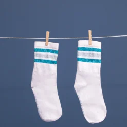 Best Chaussettes sport coton blanc bleu Femme Chaussettes