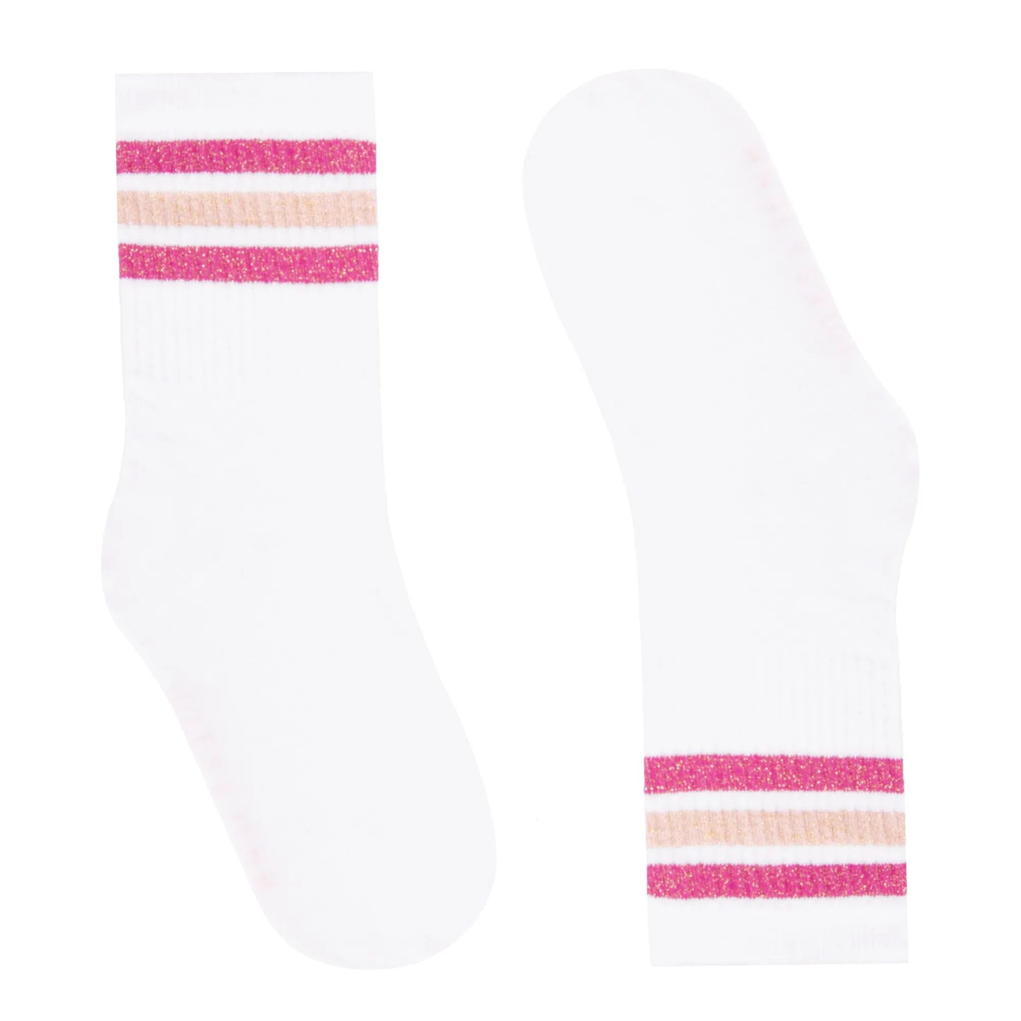New Chaussettes sport coton blanc rose Femme Chaussettes
