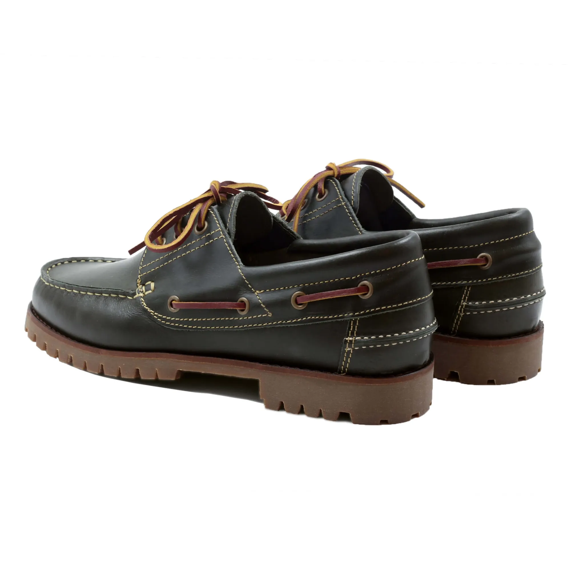 Online Chaussures bateau crampons cuir vert Homme Chaussures Bateau