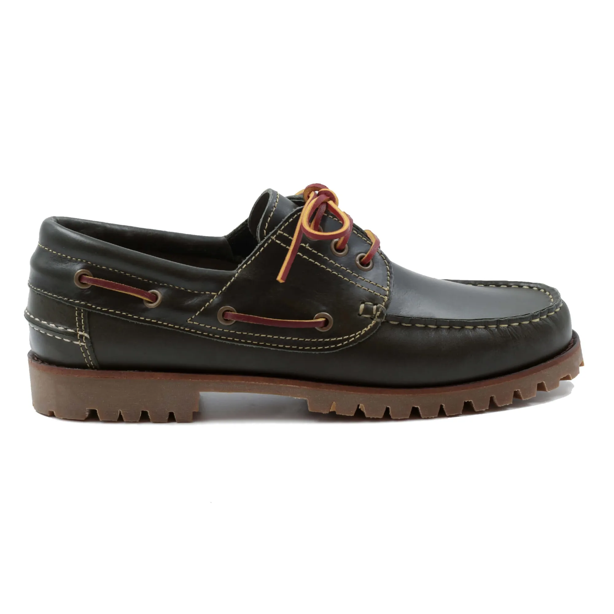 Online Chaussures bateau crampons cuir vert Homme Chaussures Bateau
